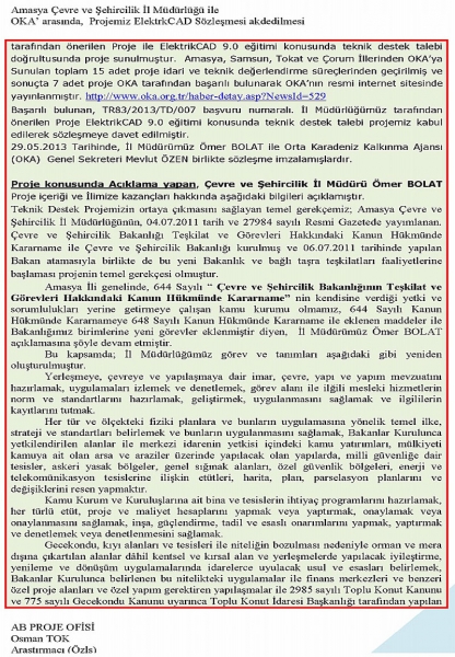 OKA' İle Müdürlüğümüz Arasındaki ElektrkCAD Proje Sözleşmesi