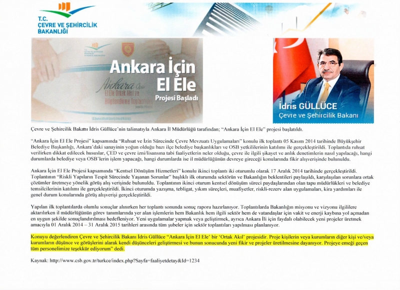 ANKARA İÇİN EL ELE PROJESİ