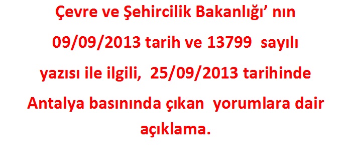 Batı Çevre Yolu İmar Planları ile İlgili Açıklama.