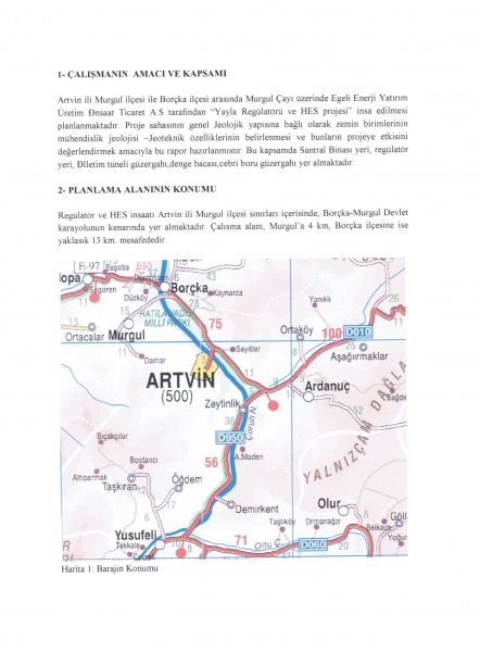 murgul yayla HES nazım imar planı ilanı 