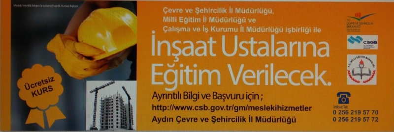 İNŞAAT USTALARINA USTALIK EĞİTİMİ VERİLECEKTİR