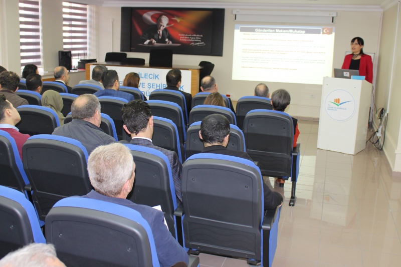 ˜'Resmi Yazışmalarda Uygulanacak Usul ve Esaslar Hakkında Yönetmelik'' Konulu Eğitim Düzenlenmiştir.