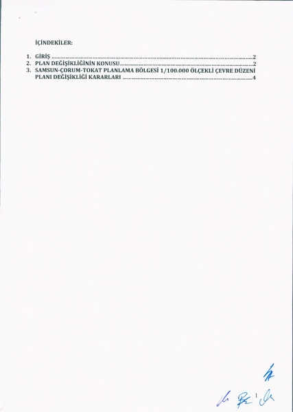 '' Samsun-Çorum-Tokat Planlama Bölgesi 1/100.000 Ölçekli Çevre Düzeni Planı Plan Değişikliği''