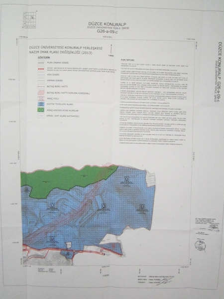 Düzce Üniversitesi Konuralp Yerleşkesi Kampüs Alanına ait 1/5000 Nazım ve 1/1000 ölçekli Uygulama İlave ve Revizyon İmar Planı