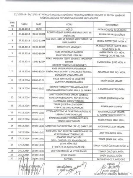 2014 YILI 2. HİZMET İÇİ EĞİTİM SEMNİRİMİZ BAŞARIYLA TAMAMLANDI