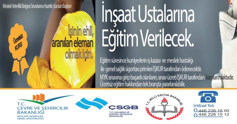 YAPI USTALARINA ÜCRETSİZ KURS