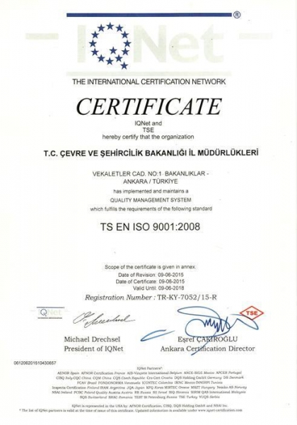 İl Müdürlüğümüz TS EN ISO 9001 Kalite Yönetim Sistemi Belgesi Aldı