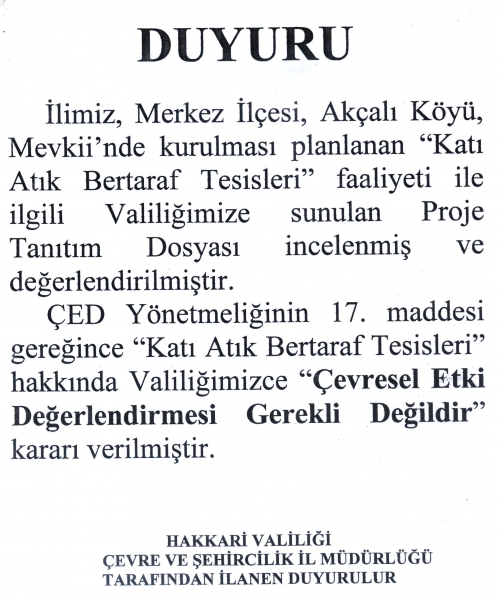 ÇED DEĞERLENDİRMESİ