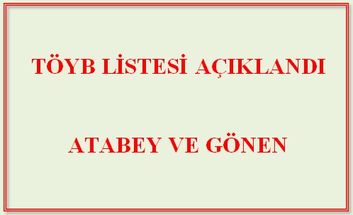 TÖYB LİSTESİ AÇIKLANDI