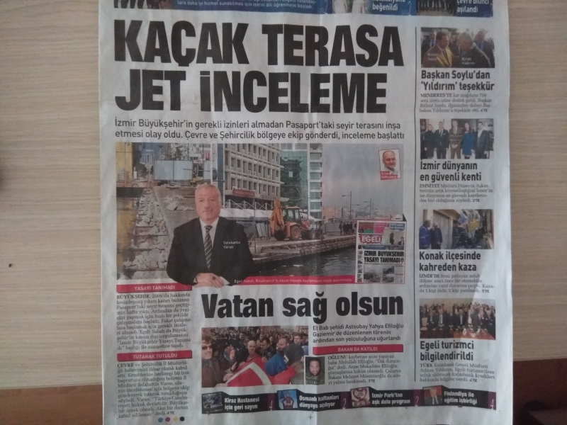 "KAÇAK TERASA JET İNCELEME" KONULU SABAH GAZETESİ HABERİ