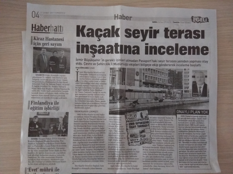 "KAÇAK TERASA JET İNCELEME" KONULU SABAH GAZETESİ HABERİ