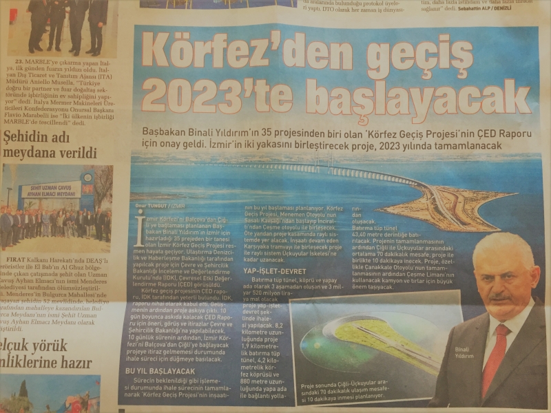 "KÖRFEZ GEÇİŞİ 2023'E HAZIR" KONULU SABAH GAZETESİ HABERİ