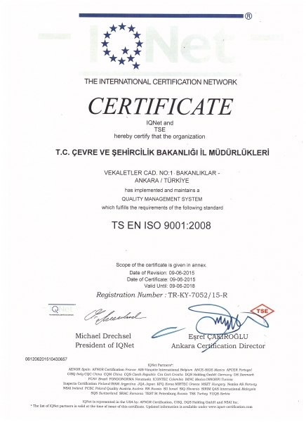 TS EN ISO 9001:2008 Kalite Yönetim Belgesi Alınmıştır.