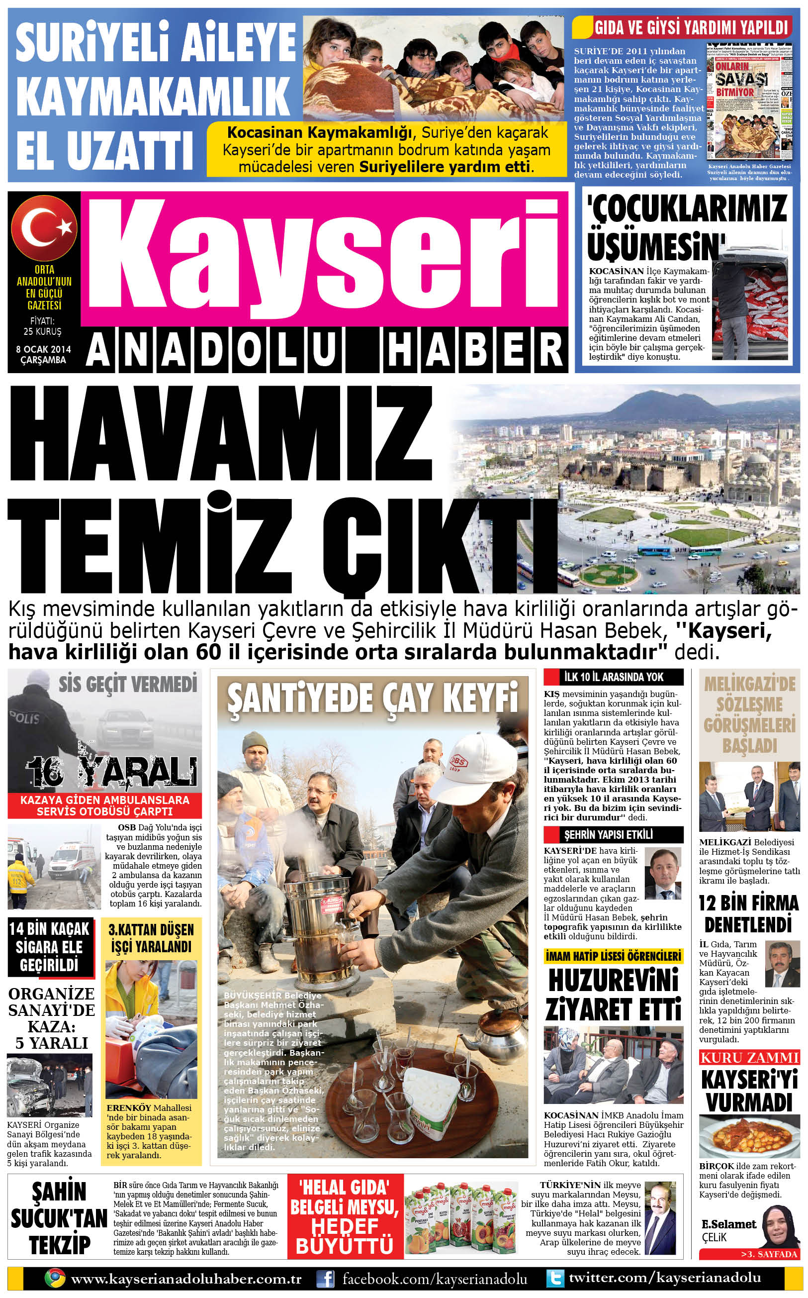 Kayseri'de Havamız Temiz 