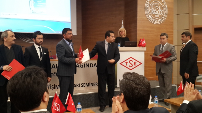 Türk Standartları Enstitüsü tarafından Kayseri'de belge almaya hak kazanan kuruluşlara belge takdim merasimi düzenlendi.