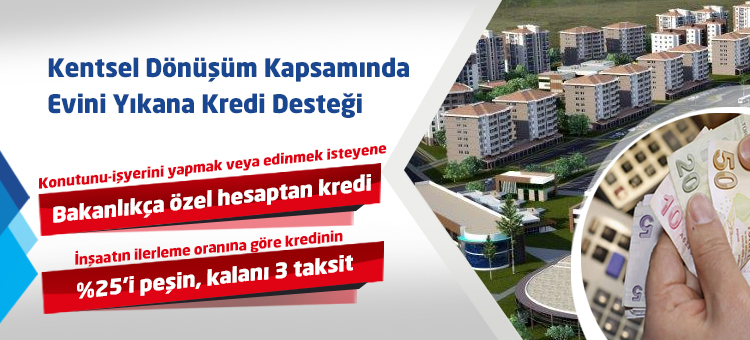 Kentsel Dönüşüm Kapsamında Evini Yıkana Kredi Desteği