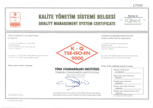 İl Müdürlüğümüz TS EN ISO 9001 Belgesi Almaya Hak Kazanmıştır