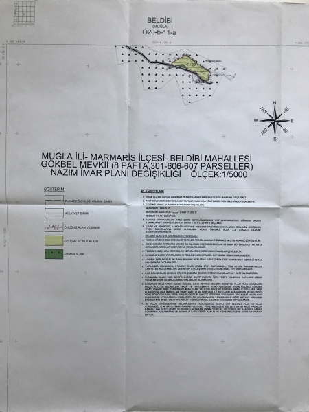 MUALA İLİ, MARMARİS İLÇESİ, BELDİBİ MAHALLESİ, 8 PAFTA 301, 606, 607 PARSELELRİ İÇERİR ALANDA 1/5000 VE 1/1000 ÖLÇEKLİ NAZIM VE UYGULAMA İMAR PLANI DEAİŞİKLİAİ