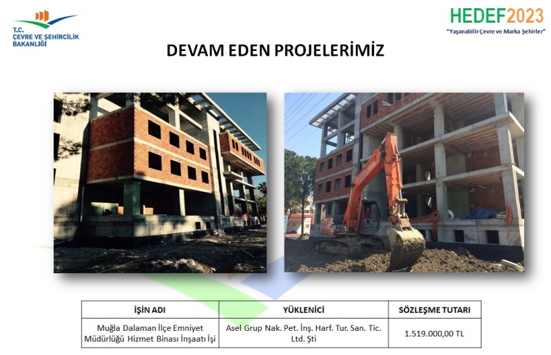 Proje ve Yapım Şube Müdürlüğünün Devam Eden Projeleri..