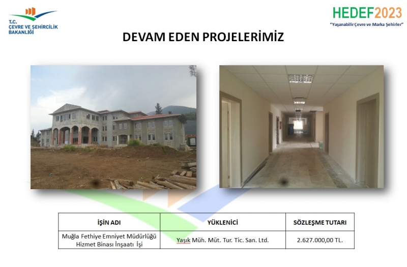 Proje ve Yapım Şube Müdürlüğünün Devam Eden Projeleri..