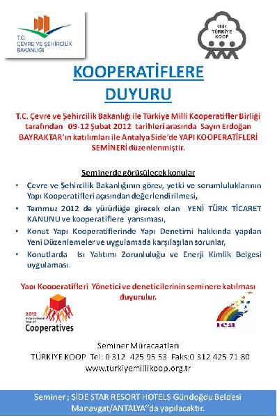 YAPI KOOPERATİFLERİ SEMİNERİ