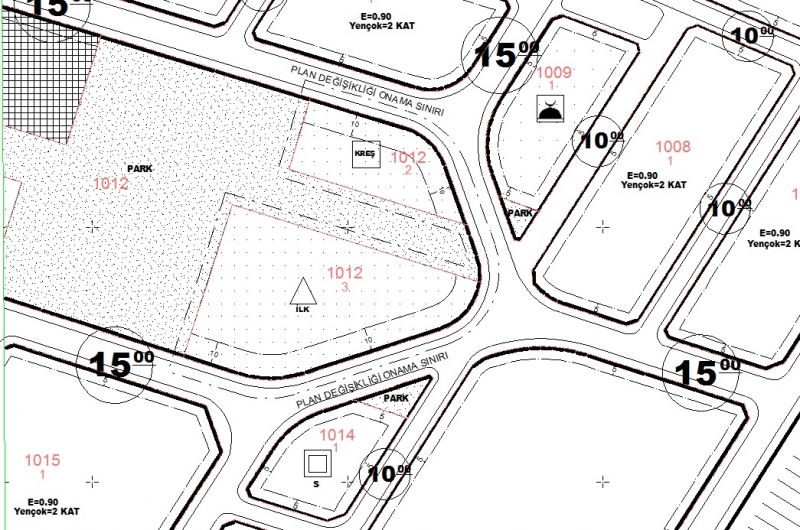 Silopi İlçesi Karşıyaka Mahallesi Künzür Mevkii 1012 ada 2-3 parseller İmar Planı değişikliği