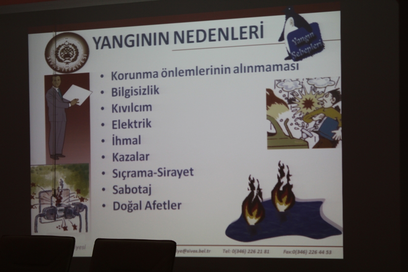 SİVAS BELEDİYESİ İTFAİYE MÜDÜRLÜĞÜ TARAFINDAN MÜDÜRLÜĞÜMÜZDE YANGIN KONULU SEMİNER VE UYGULAMALI  TATBİK GERÇEKLEŞTİRİLMİŞTİR