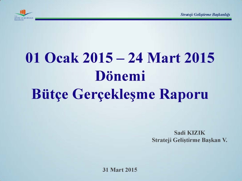 1. Üç Aylık Bütçe Gerçekleşme Raporu (2015)