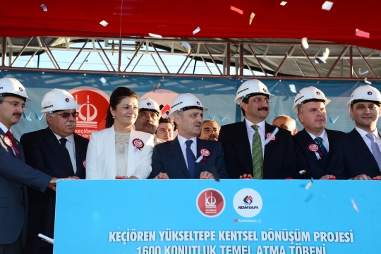  BAKAN BAYRAKTAR KEÇİÖREN BELEDİYESİ YÜKSELTEPE KENTSEL DÖNÜŞÜM PROJESİ BİN 600 KONUTLUK VADİ KENT TEMEL ATMA TÖRENİNE KATILDI