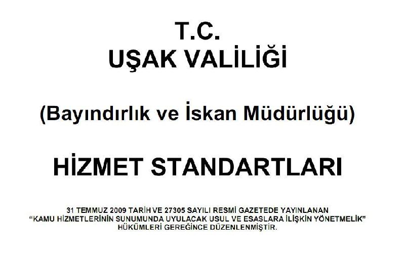 Müdürlüğümüz Hizmet Standartları