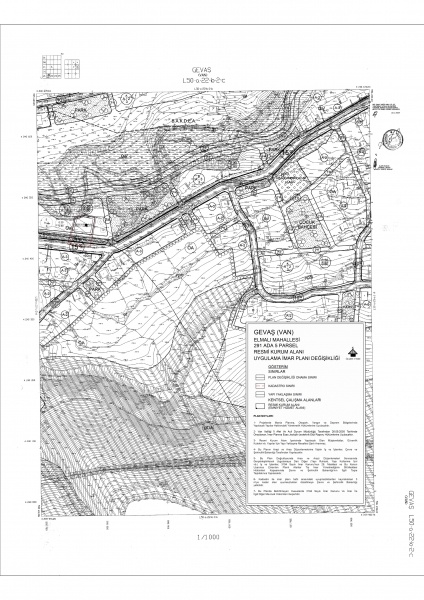 VAN İLİ, GEVAŞ İLÇESİ ELMALI MAH. 291 ADA 5 NO'LU PARSELDE İMAR PLANI DEĞİŞİKLİĞİ