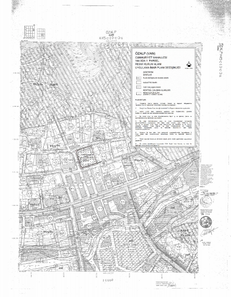 VAN İLİ, ÖZALP İLÇESİ CUMHURİYET MAH. 144 ADA 1 NO'LU PARSELDE İMAR PLANI DEĞİŞİKLİĞİ