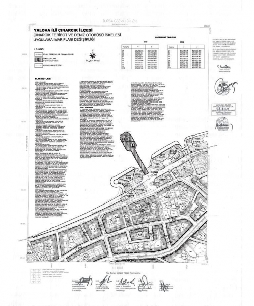 Yalova İli, Çınarcık İlçesi 1/5000 ölçekli Çınarcık Feribot ve Deniz Otobüsü İskelesi Amaçlı Nazım İmar Planı ile 1/1000 ölçekli Çınarcık Feribot ve Deniz Otobüsü İskelesi Amaçlı Uygulama İmar Planı Değişikliği.