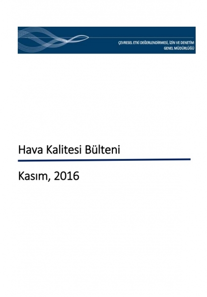 Kasım Ayı Hava Kalitesi Bülteni