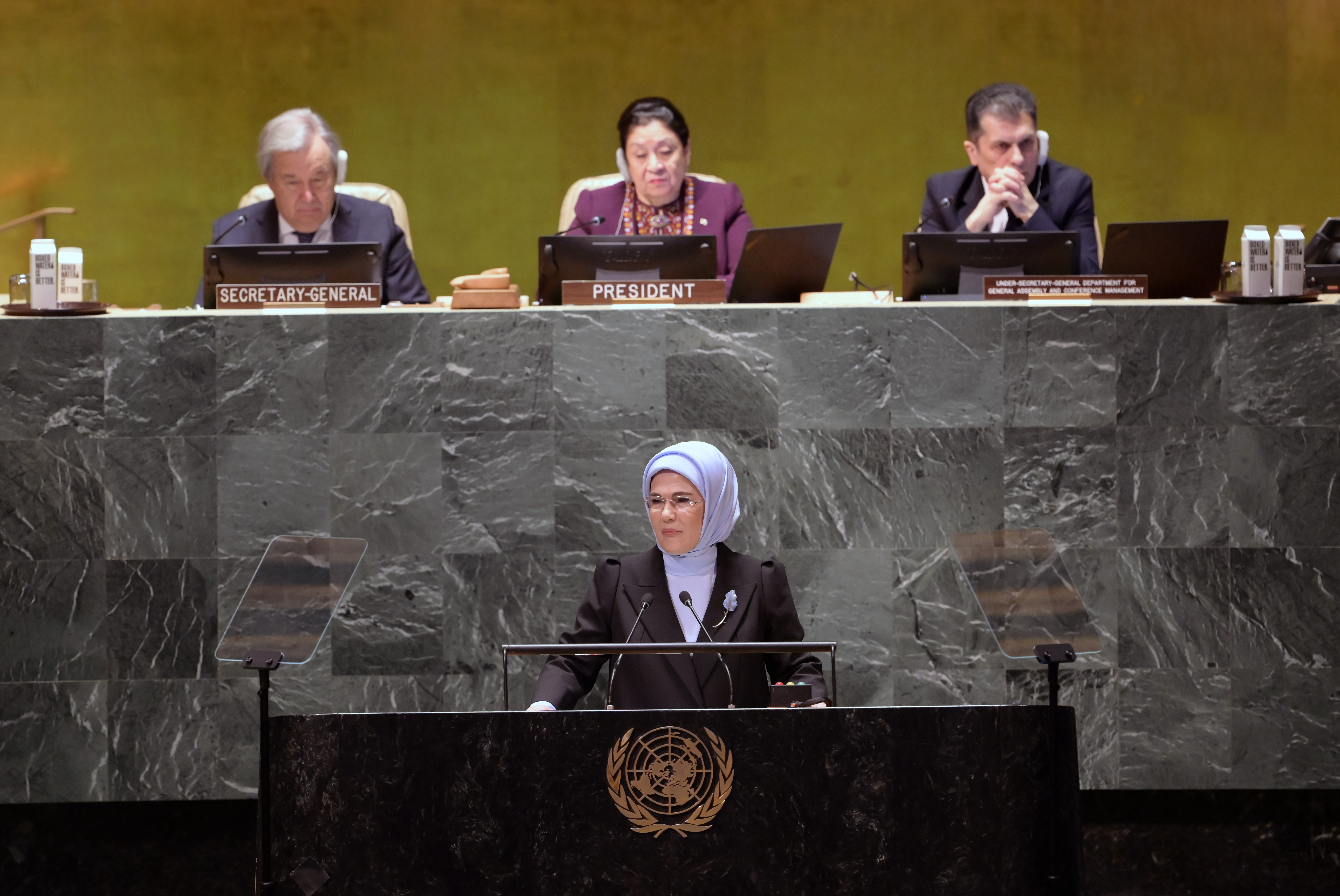 Emine Erdoğan spoke at the UN General Assembly Zero Waste Special Session.