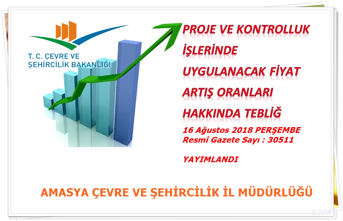 PROJE VE KONTROLLÜK İŞLERİNDE UYGULANACAK  FİYAT ARTIŞ ORANLARI