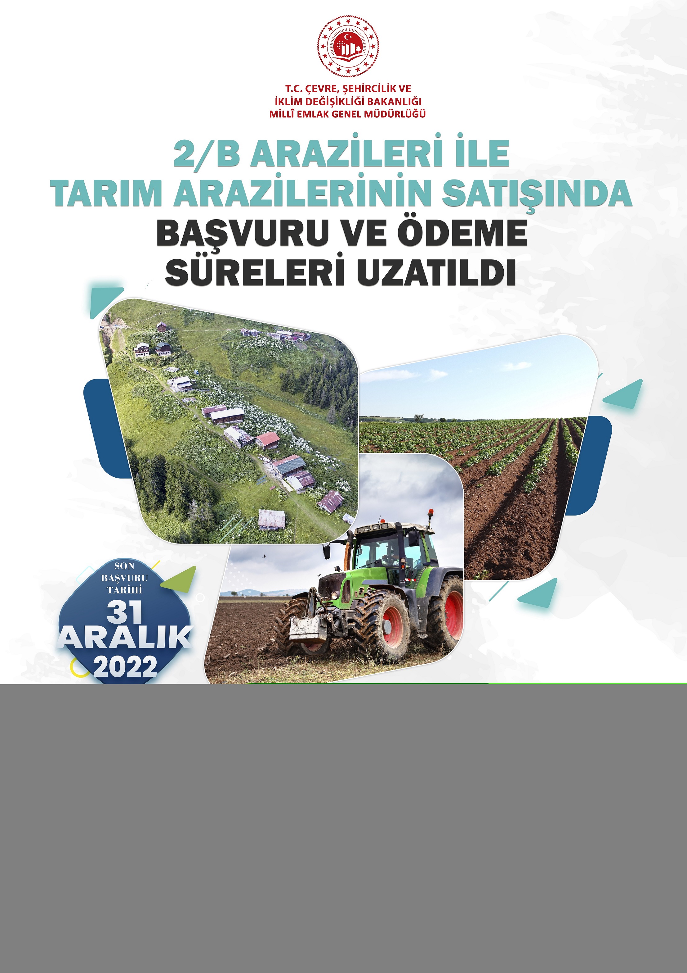 2/B ARAZİLERİ İLE TARIM ARAZİLERİNİN SATIŞINDA BAŞVURU VE ÖDEME SÜRELERİ UZATILDI