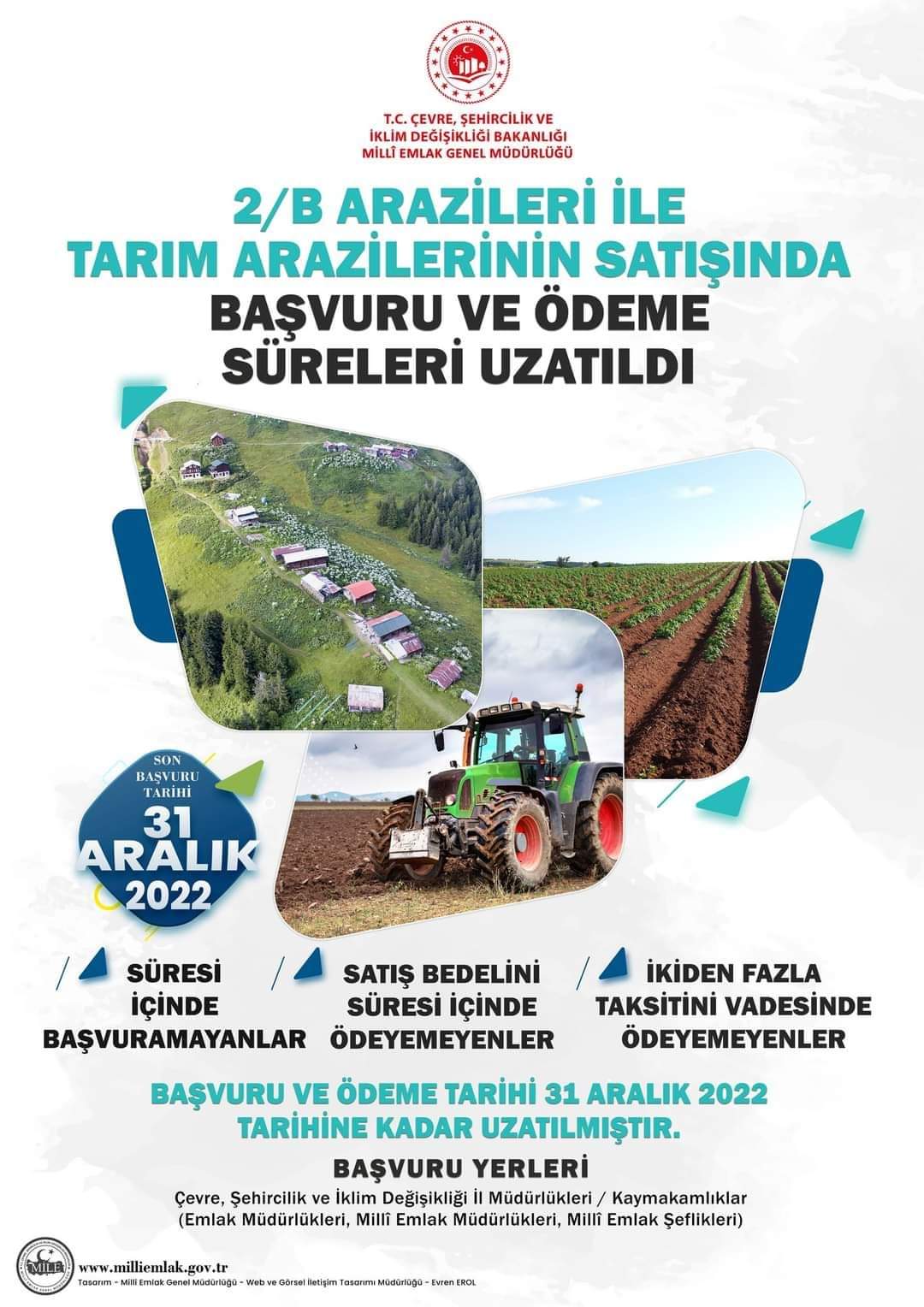 2/B Arazileri ile Tarım Arazilerinin Satışında Başvuru ve Ödeme Süreleri Uzatıldı