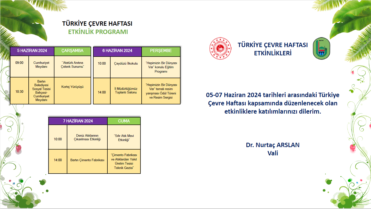 5-9 Haziran Türkiye Çevre Haftası Etkinlikleri Başlıyor.