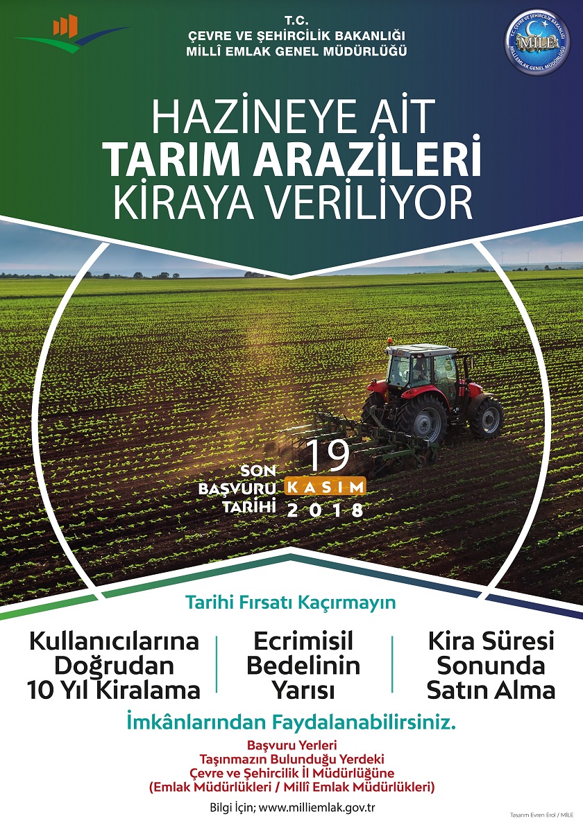 Hazineye Ait Tarım Arazileri Kiraya Veriliyor