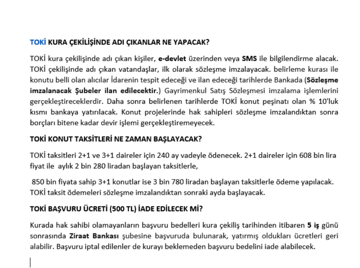 250 000 SOSYAL KONUT KAPSAMINDA BİLECİK İLİNDE KURALAR ÇEKİLDİ