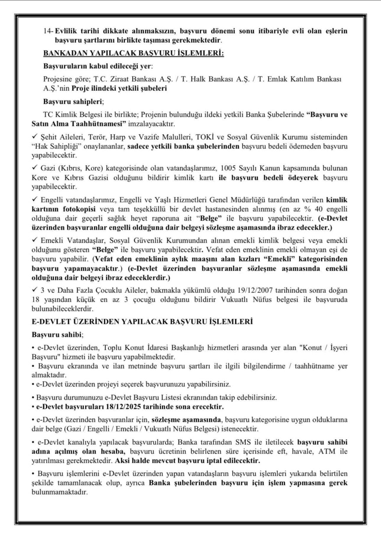 500 BİN SOSYAL KONUT PROJESİ BAŞVURU BİLGİLENDİRME FORMU