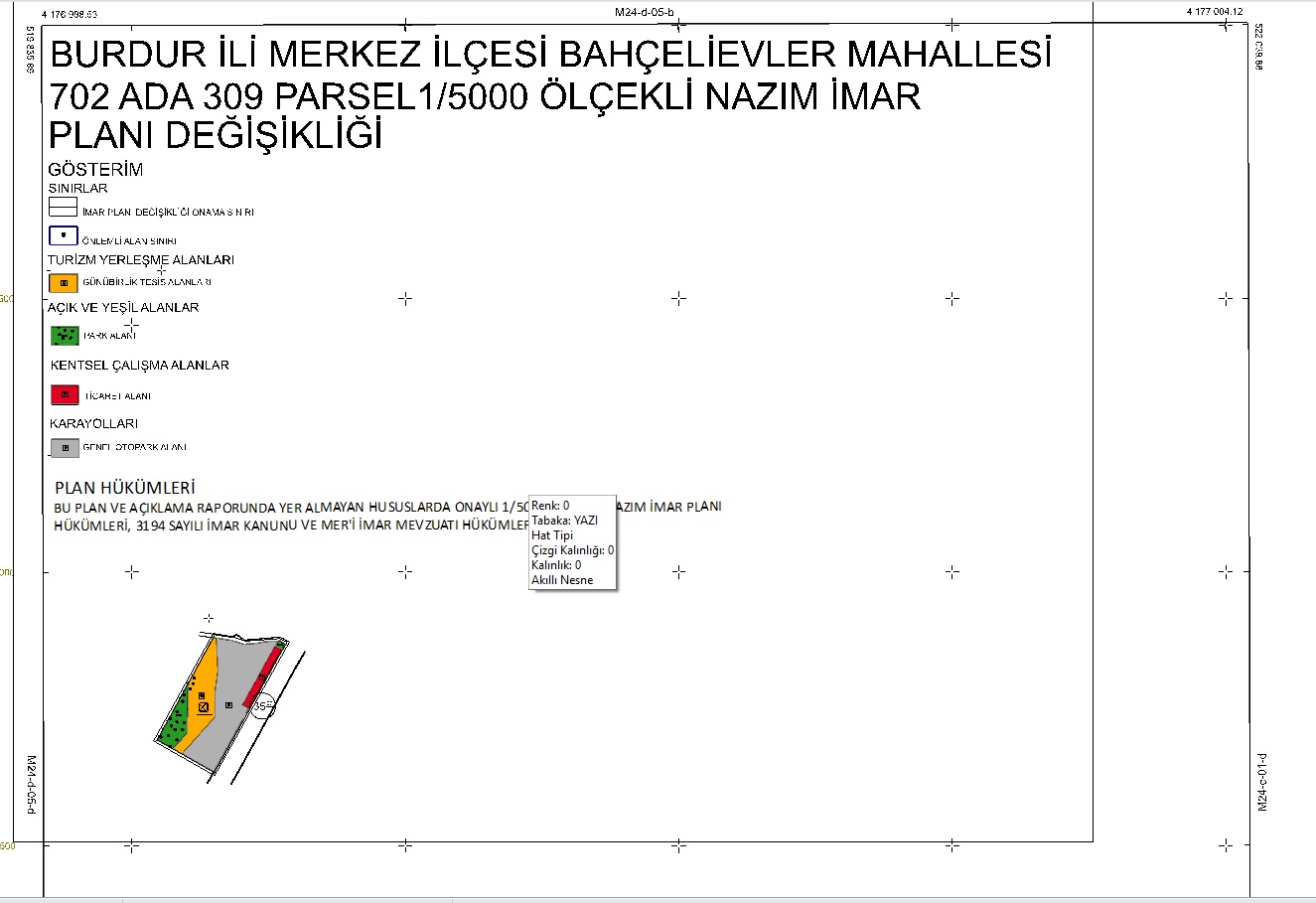 Burdur İli, Merkez İlçesi, Bahçelievler Mahallesi, 702 ada 309 parselde Ticaret (Eczane) ve Otopark Amaçlı 1/5000 ölçekli Nazım ve 1/1000 ölçekli Uygulama İmar Planı Değişikliği