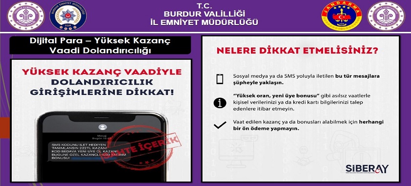 Burdur İl Emniyet Müdürlüğünden Vatandaşlarımıza Uyarı