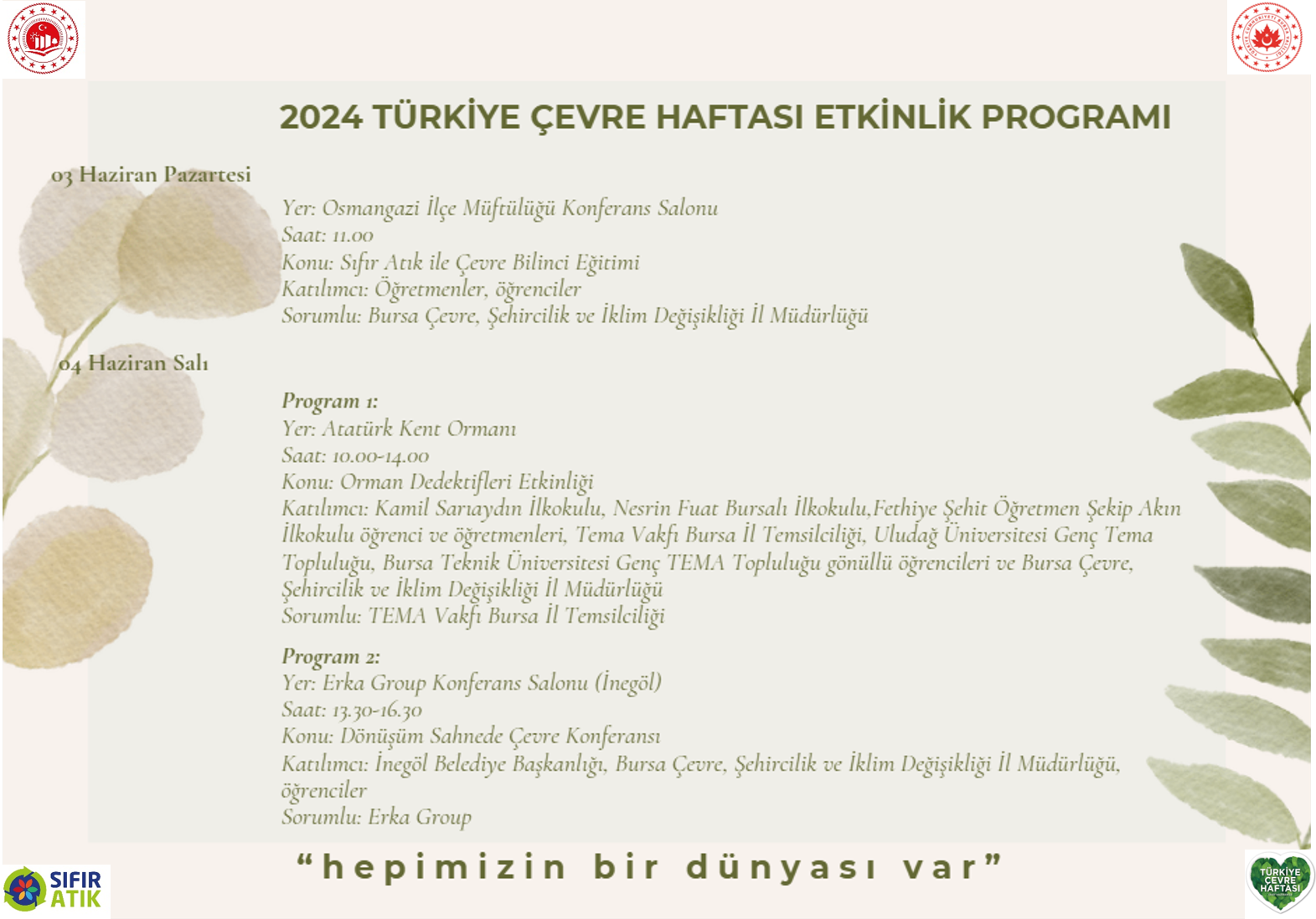 2024 Türkiye Çevre Haftası Programı