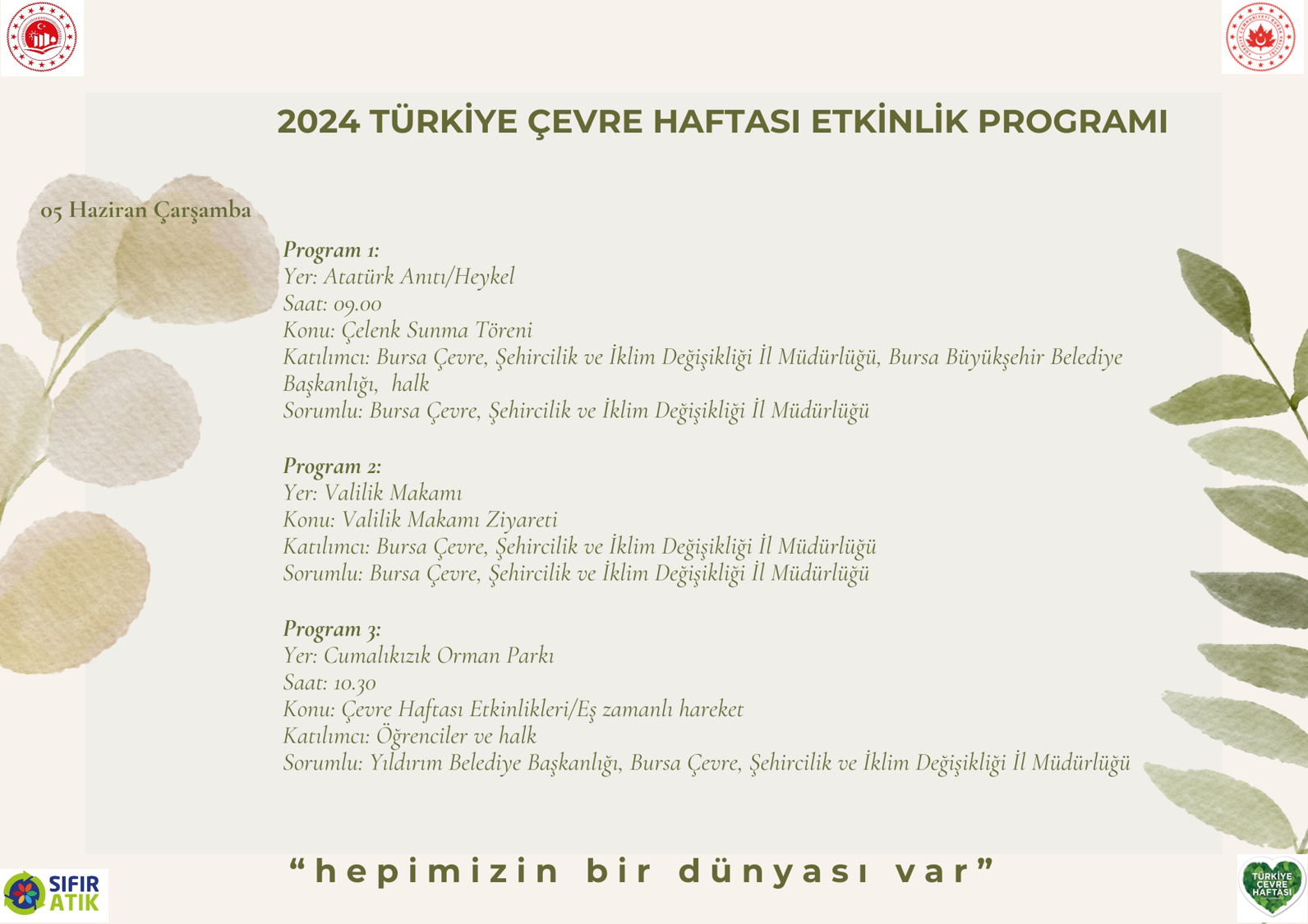 2024 Türkiye Çevre Haftası Programı