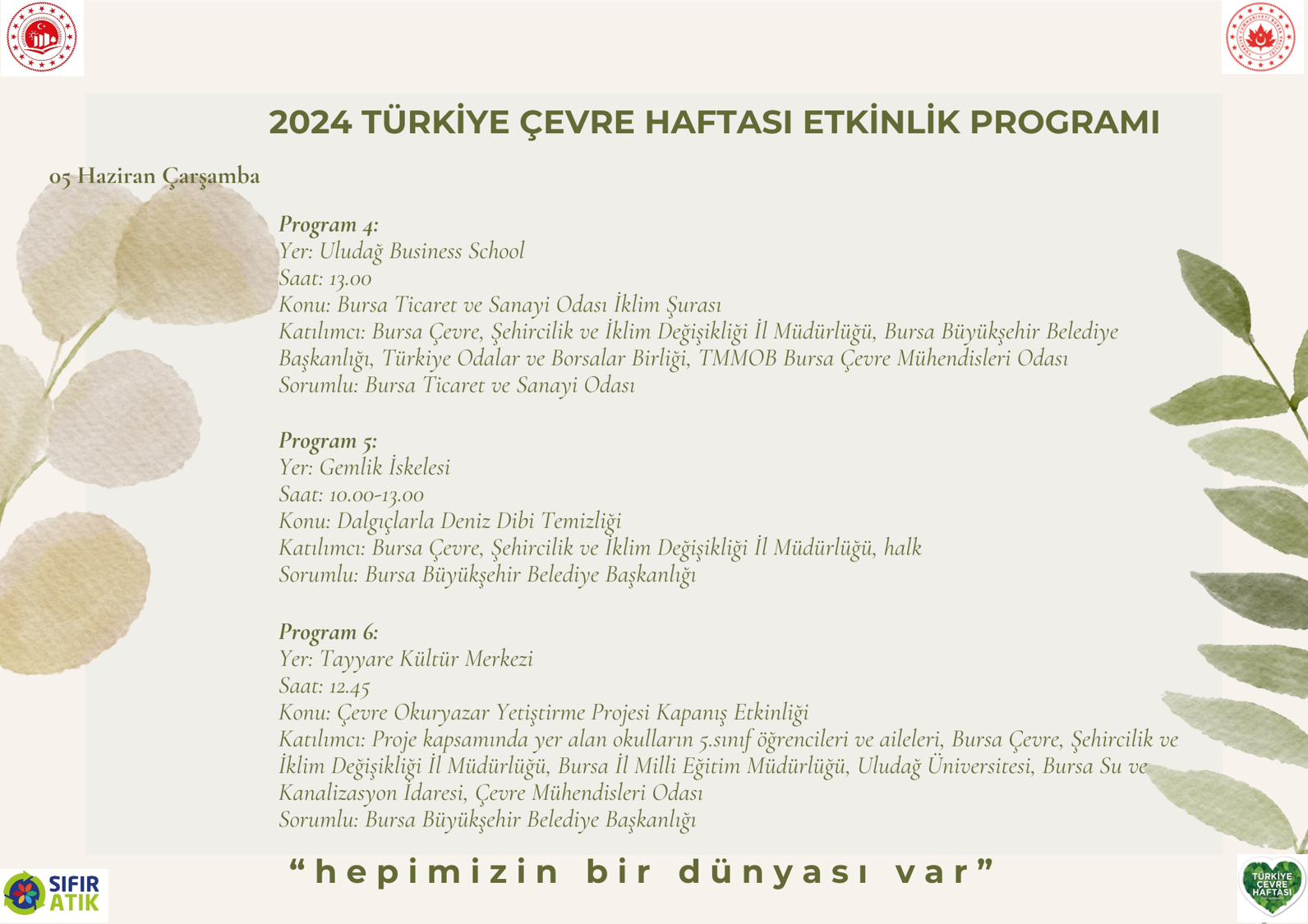 2024 Türkiye Çevre Haftası Programı