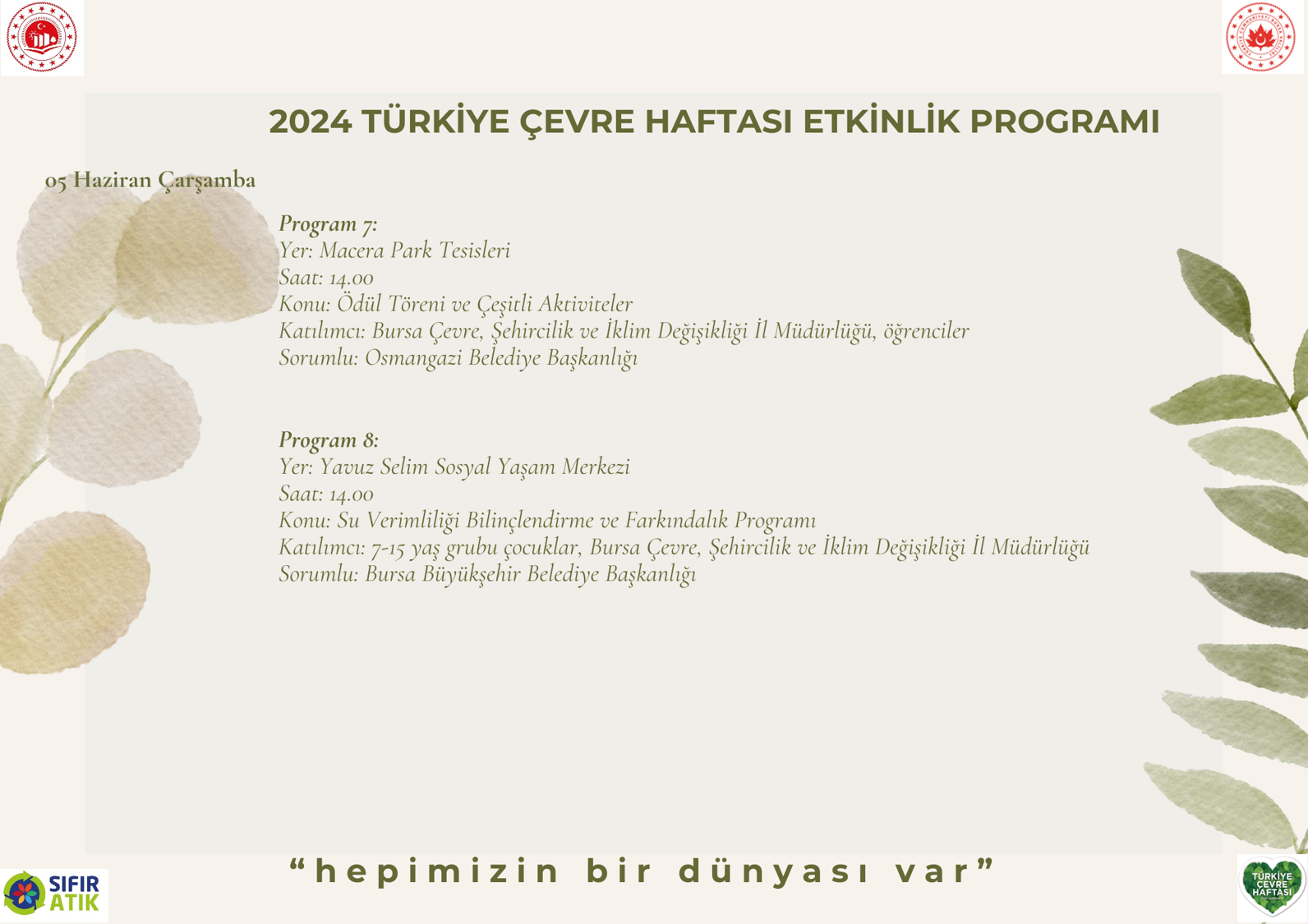 2024 Türkiye Çevre Haftası Programı