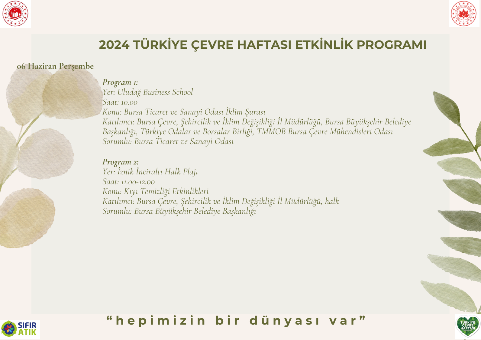 2024 Türkiye Çevre Haftası Programı