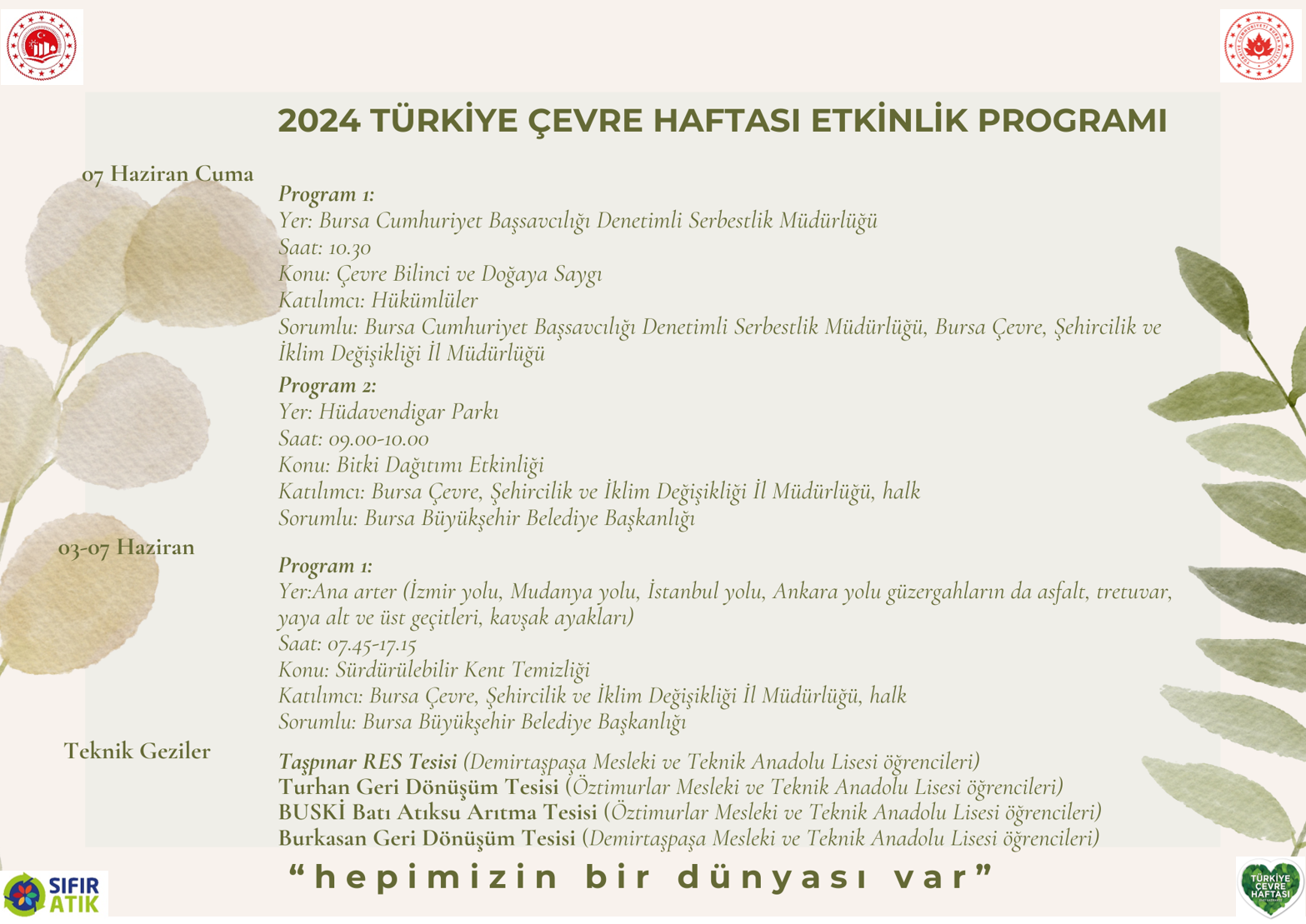 2024 Türkiye Çevre Haftası Programı